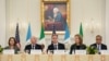 El secretario de Estado de EEUU, Antony Blinken (centro), junto a la secretaria de Justicia adjunta Lisa Monaco, y el secretario de Seguridad Nacional, Alejandro Mayorkas, en reunión trilateral con México y Guatemala sobre migración en Washington, EEUU, el 28 de febrero de 2024.