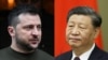 资料照：乌克兰总统泽连斯基（左）与中国领导人习近平