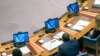 FILE - Ukrainian President Volodymyr Zelenskyy addresses the Security Council via video link during a meeting on threats to international peace and security, at United Nations headquarters, Aug. 24, 2022.