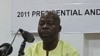 National Elections Commission Chairman James Fromayah delivers the first results of Liberia's presidential election during a news conference in Monrovia, October 13, 2011.