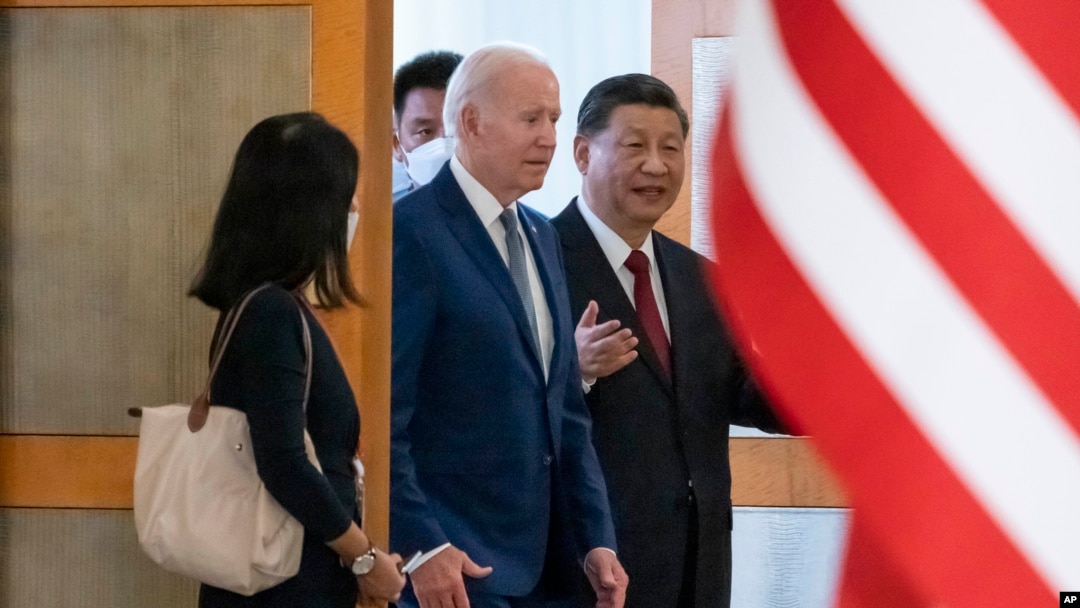 美國總統拜登與中國國家主席習近平在印尼20國峰會期間舉行面對面會談。 （2022年11月14日）
