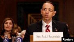 Rod Rosenstein, nominee to be Deputy Attorney General, testifies before the Senate Judiciary Committee on Capitol Hill in Washington, March 7, 2017. 