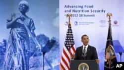 El presidente Barack Obama se unió a los líderes de naciones africanas en su planteo por seguridad alimentaria y lucha contra el hambre y la pobreza.