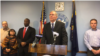 Niken Astari (kedua dari kiri) mendampingi Walikota Erie Joe Schember hari Kamis (11/1) dalam konferensi pers di kantor walikota Erie, Pennsylvania. (Foto: Facebook Live GoErie.com | Erie Times-News)