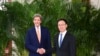 美国气候问题特使约翰·克里（John Kerry）2023年7月在北京会见中国国家副主席韩正。（路透社）