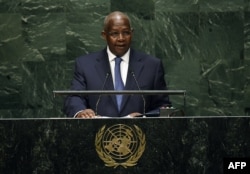 Foreign minister Sam Kutesa of Uganda speaks during the 69th Session of the General Assembly at the United Nations in New York on Sept. 24, 2014.