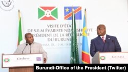 Perezida Evariste Ndayishimiye w'Uburundi na Felix Tshisekedi Wa Repubulika ya Demokarasi ya Kongo