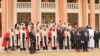 Le directeur général des élections absent sur la photo à l'issue de la prestation de serment de trois nouveaux membres du conseil électoral. (Site Elecam)
