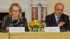 FILE - Then-U.S. Secretary of State Hillary Clinton is pictured with Arab League Ambassador Mohammed Al Hussaini Al Sharif in January 2013. (Credit: Arab League Office)