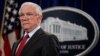 U.S. Attorney General Jeff Sessions stands during a news conference to discuss "efforts to reduce violent crime" at the Department of Justice in Washington, Dec. 15, 2017.
