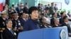 박근혜 한국 대통령이 1일 경기도 성남시 서울공항에서 열린 건군 65주년 국군의 날 기념식에서 기념사를 하고 있다.