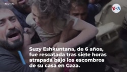 Niña rescatada tras siete horas atrapada bajo los escombros de su casa en Gaza 