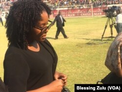 Bona Mugabe-Chikore, daughter of the late President Robert Mugabe at Rufaro Stadium on Thursday.