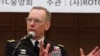버나드 샴포우 주한 미 8군사령관이 9일 서울 프레스센터에서 열린 한국 ROTC 중앙회 조찬 강연에서 질문에 답하고 있다.