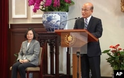 资料照：台湾行政院长苏贞昌在台湾总统府举行的记者会上讲话。 （2019年1月11日）