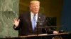 သမ္မတ Donald Trump ကုလသမဂ္ဂမှာ မိန့်ခွန်း ပြောကြားနေစဉ်။