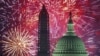 Independence Day fireworks are seen over the US Capitol and Washington Monument in Washington, DC