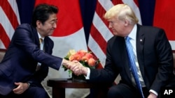 9月26日特朗普總統在紐約參加聯合國大會間隙與日本首相安倍晉三舉行了峰會。