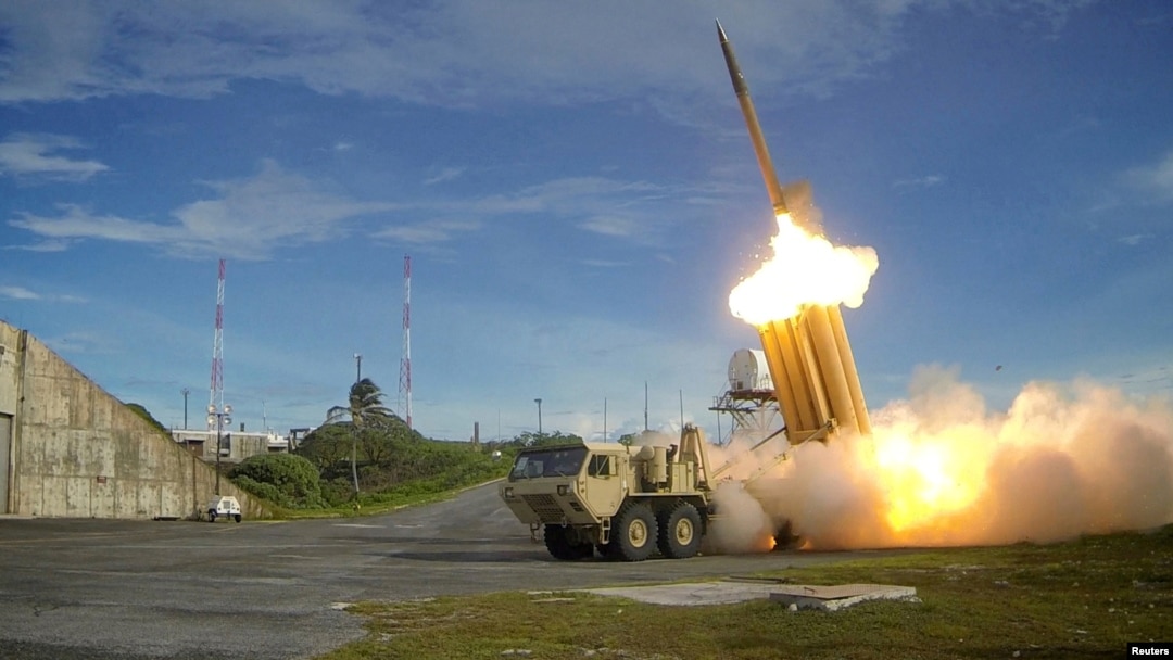 FILE - A Terminal High Altitude Area Defense (THAAD) interceptor is launched during a successful intercept test, in this undated handout photo provided by the U.S. Department of Defense, Missile Defense Agency. 