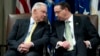 Attorney General Jeff Sessions speaks with Deputy Attorney General Rod Rosenstein, during the opening of the summit on Efforts to Combat Human Trafficking at Department of Justice in Washington, Feb. 2, 2018.