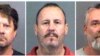 This combination of Oct. 14, 2016, file booking photos provided by the Sedgwick County Sheriff's Office in Wichita, Kan., shows from left, Patrick Stein, Curtis Allen and Gavin Wright, three members of a Kansas militia group.