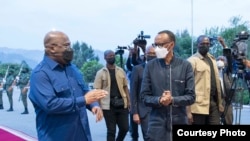 Prezida w'u Rwanda Paul Kagame n'uwa Kogo Felix Tshisekedi