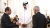 Sarkin Egypt Abdel Fattah al-Sisi da Sarkin Qatar Emir Sheikh Tamim bin Hamad al-Thani da Sakatare Janar na Arab League Ahmed Aboul Gheit a Cairo, lokacin tattaunawar tsagaita wuta tsakanin Isra’ila da Hamas 