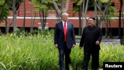 美国总统特朗普与朝鲜领导人金正恩今年6月在新加坡举行了首脑峰会
